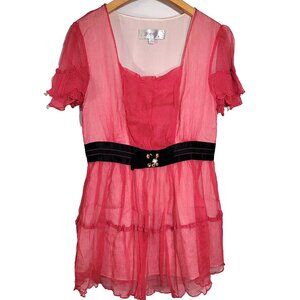 Women's 100% Silk Size XS Short Sleeve Top Mini Dress SCK244